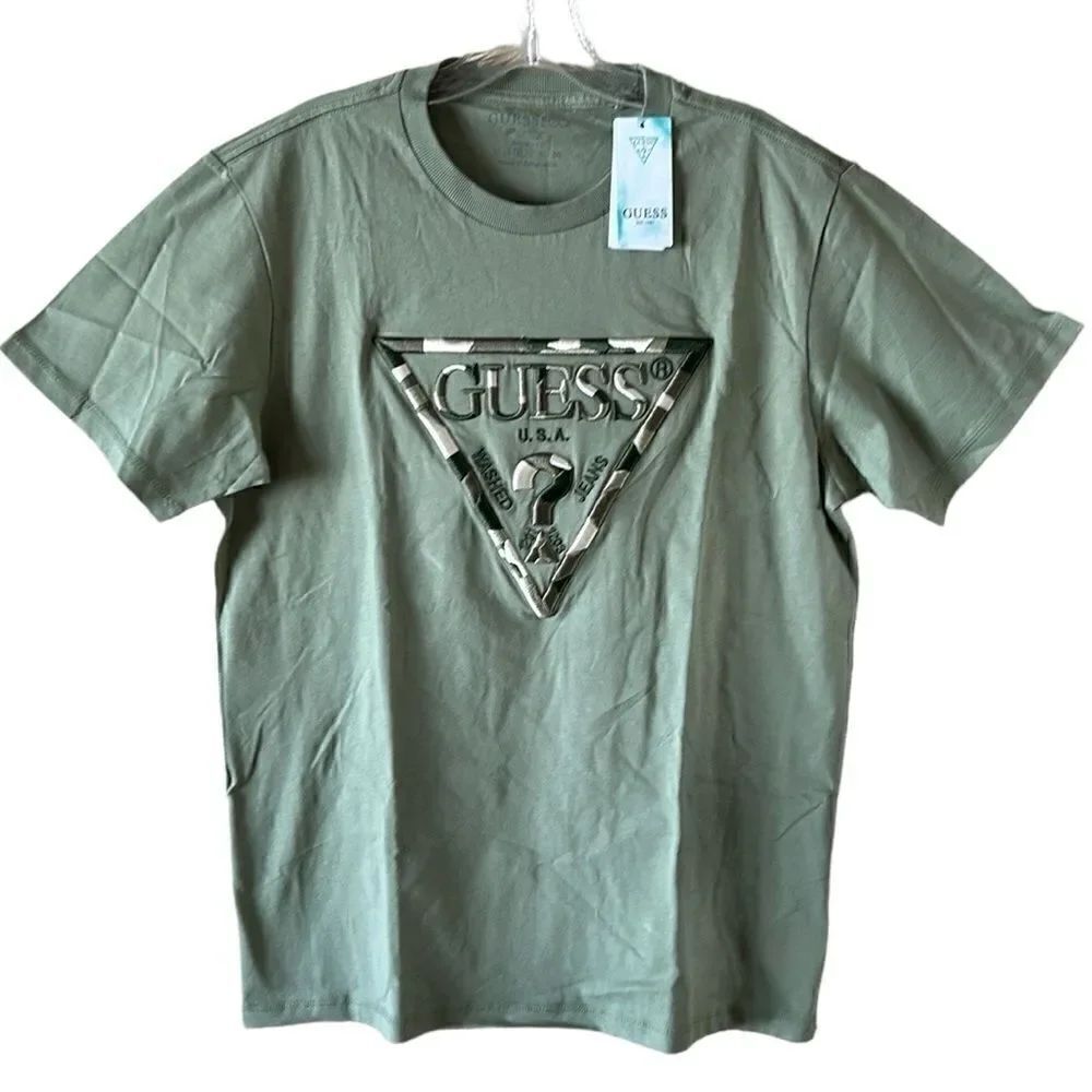 NEW Guess Green Signature Logo Shirt